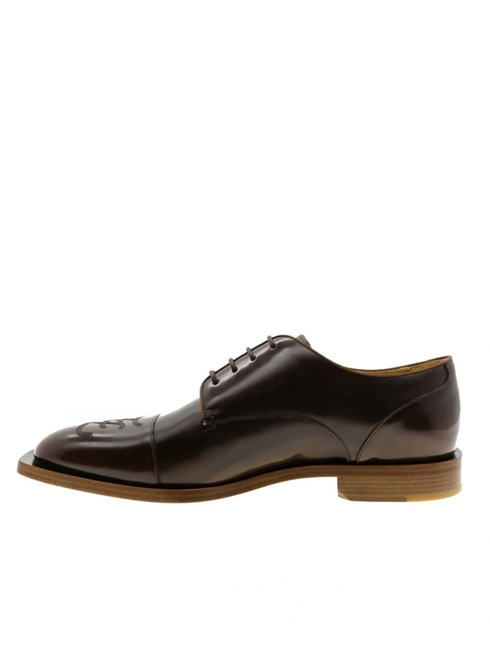 Fendi Oxford Lace-Up Shoes Karligraphy Brown Leather Size 11US New $1100